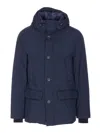 Woolrich Waterproof Nylon Parka With Duck Down Padding In Blue