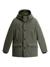 Woolrich Hooded Button-fastening Padded Jacket In Green