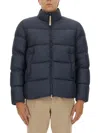 Woolrich Puffy Silhouette Coat With High Collar And Side Pockets In Blue