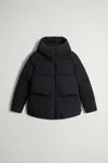 Woolrich Cloud Down Jacket In Stretch Nylon With A Matte Finish In Black