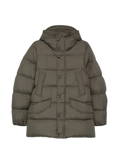 Woolrich Cloud Quilted Hooded Coat In Gray