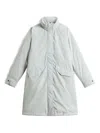 Woolrich Cloud Stand-collar Belted Coat In Blue