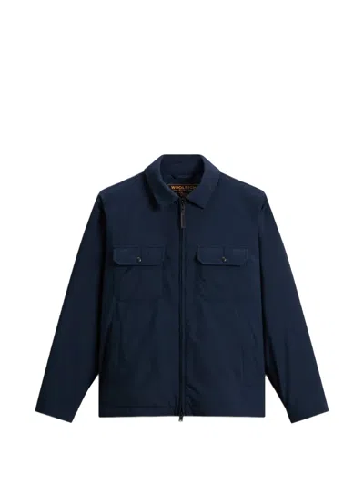 Woolrich Cloud Zip-up Overshirt In Blue