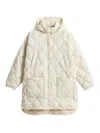 Woolrich Womens Long Cream Quilted Down Jacket In Beige