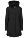 Woolrich Padded Layered Parka Coat In Black