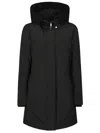 Woolrich Padded Layered Parka Coat In Black