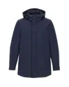 Woolrich Navy Blue Hooded Jacket With Concealed Fastening In Blue