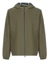 Woolrich Hooded Jacket With Side Zip Pockets In Green