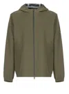Woolrich Hooded Jacket With Side Zip Pockets In Green
