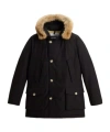 Woolrich Arctic Parka In Ramar Cloth With Detachable Fur Trim In Black