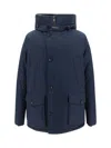 Woolrich Arctic Button-up Hooded Down Jacket In Blue