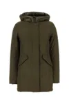Woolrich Hooded Cotton Down Jacket In Green