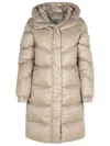 Woolrich 'aliquippa' Long Dove Grey Polyamide Down Jacket In Grey
