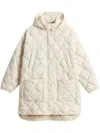 Woolrich Womens Long Cream Quilted Down Jacket In Beige