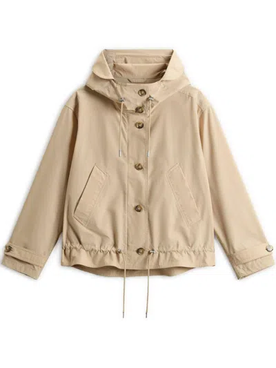 Woolrich Short Parka Coat In Neutral