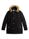 Woolrich Arctic Parka In Ramar Cloth With Detachable Fur Trim In Black