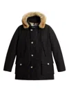 Woolrich Arctic Parka In Ramar Cloth With Detachable Fur Trim In Black
