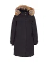 Woolrich Padded Coat With Removable Fur Hood In Black