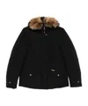 Woolrich Hooded Long Sleeve Down Jacket With Pockets In Black