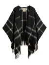 Woolrich Brushed Check-pattern Cape In Black