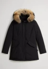 Woolrich Arctic Parka In Ramar Cloth With Removable Fur In Black