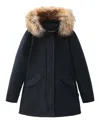 Woolrich Fur-trimmed Hooded Padded Coat In Black