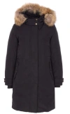 Woolrich Padded Coat With Removable Fur Hood In Black