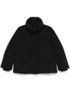 Woolrich Black Coat With High Collar And Boxy Silhouette In Black