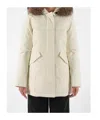 Woolrich Hooded Padded Parka Coat In White