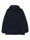 Woolrich Relaxed-fit Hooded Coat With Button Closure And Multiple Pockets In Blue
