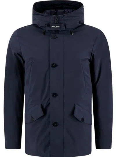 Woolrich Functional Parka With Structured Silhouette In Blue