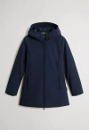 Woolrich Hooded Long Sleeve Quilted Parka Coat In Blue