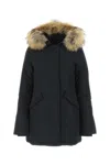 Woolrich Arctic Parka With Removable Fur Blue In Black