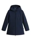 Woolrich Hooded Long Sleeve Quilted Parka Coat In Blue