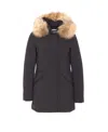 Woolrich Arctic Parka With Removable Fur Blue In Brown