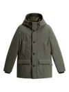Woolrich Hooded Button-fastening Padded Jacket In Green