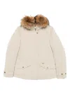 Woolrich Insulated Jackets Featuring Fur Trim In Neutral