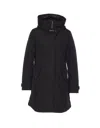 Woolrich Hooded Coat With Adjustable Cuffs And Drawstring Waist In Black
