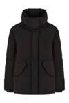 Woolrich Black Coat With High Collar And Boxy Silhouette In Black