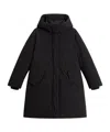 Woolrich Minimalist Black Coat With High Collar In Black