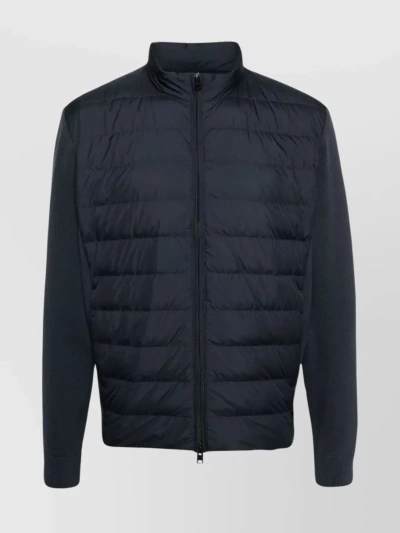 Woolrich Collar Hybrid Bomber With Ribbed Cuffs In Blue