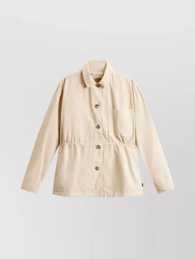 Woolrich Collared Shirt Jacket Elasticated Waistband In Neutral