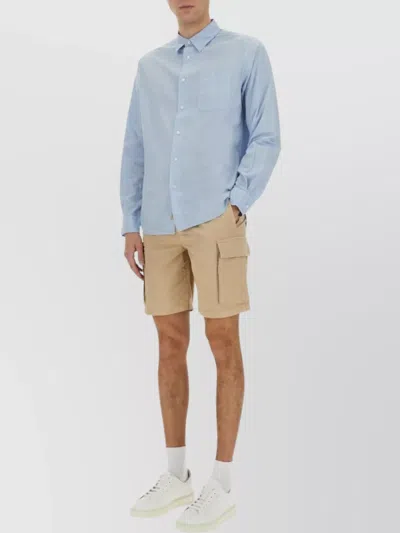 Woolrich Collared Shirt With Pocket And Long Sleeves In Baby Blue