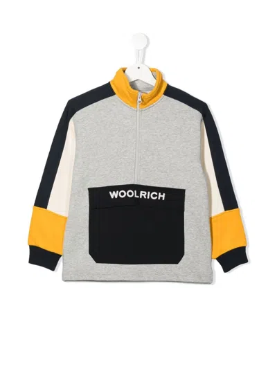 Woolrich Color Block Anorak In Gray
