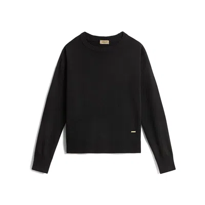 Woolrich Comfort Wool Cashmere Blend Crew Neck Sweater In Black