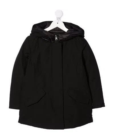 WOOLRICH CONCEALED-FRONT HOODED COAT