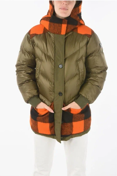 Woolrich Contrasting Details Reversible Down Jacket In Green