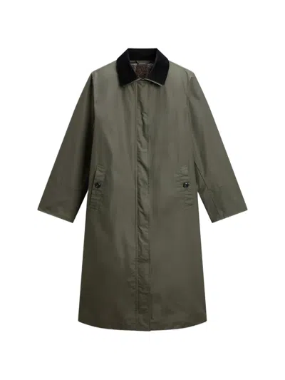 Woolrich Contrasting-collar Parka Coat In Green
