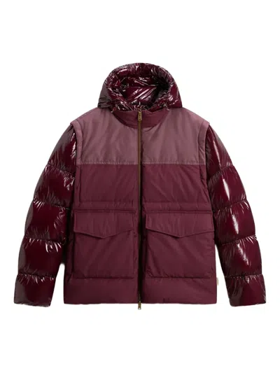Woolrich Convertible Puffer Jacket In Red