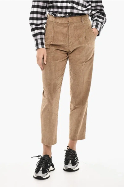Woolrich Corduroy Double Pleat Pants In Brown